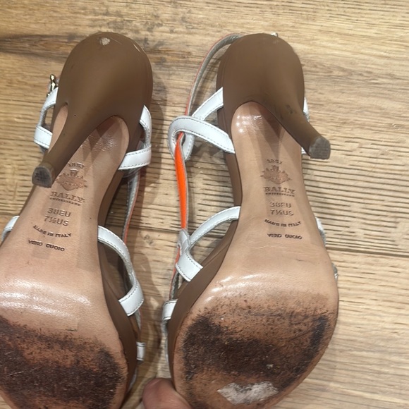 Bally Women's Vibrant Orange and White Heels - Picture 8 of 9